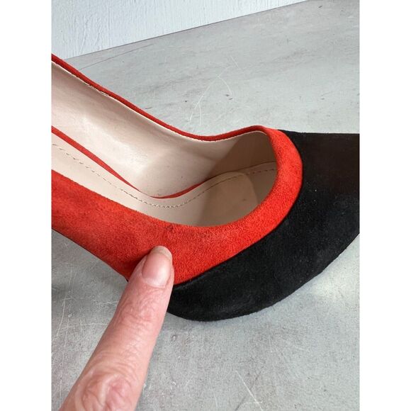 BCBGeneration Women Red Black Suede Leather High Heels Size 9 39 Mod‎ Edgy - Picture 10 of 14